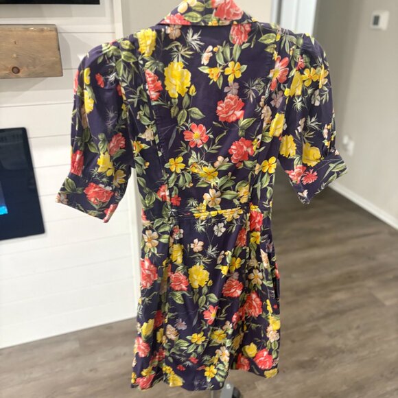 Marissa Webb Multi-floral Printed Puff Sleeve Dress 4 - Picture 2 of 3